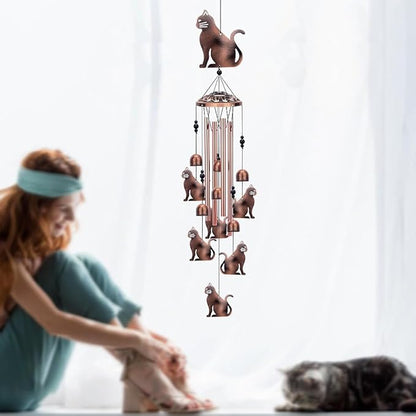 Cat Wind Chimes for Outside,Metal Windchimes,Cat Easter Gifts for Women/Men,Wind Chime Garden Decor Outdoor,Memorial/Housewarming/Birthday/Festival Gifts,Front Yard Decor