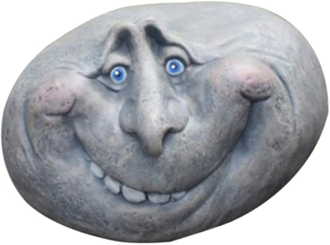 Funny Garden Decoration Funny Face Rock Art Sculpture Decoration Yard Art Face Resin Sculpture Mystical Garden Stones for Indoors Outdoors Patio