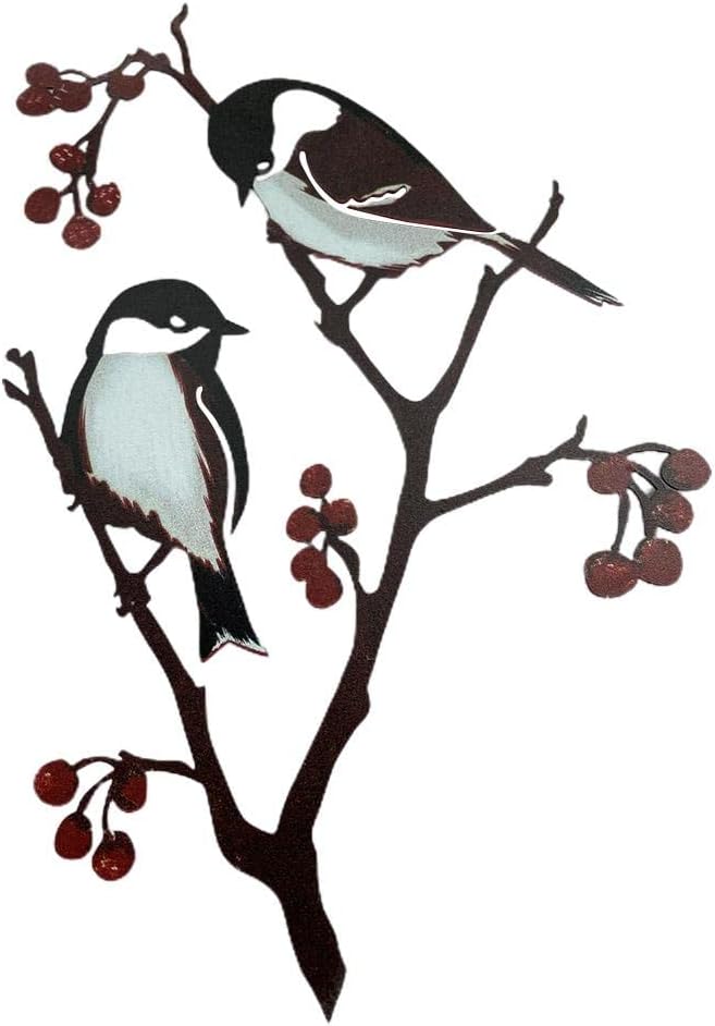 Metal Bird Ornaments Bird Silhouette Garden Art for Home Garden Yard Decoration (Color)