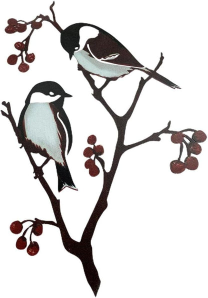 Metal Bird Ornaments Bird Silhouette Garden Art for Home Garden Yard Decoration (Color)