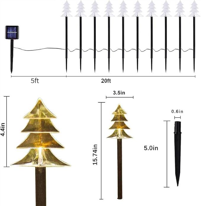 Outdoor Christmas Decorations, Solar Xmas Pathway Lights, Set of 10 Waterproof Landscape Christmas Lights, LED Lamp for Yard Lawn Patio Walkway Decor