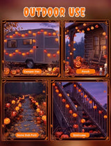 Halloween Pumpkin String Lights - 8.5FT 10 LED Plug In