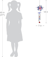 Exhart WindyWing Patriotic Hummingbird Wind Chime with American Flag Wings That Spin in The Breeze, 8 by 18 Inches