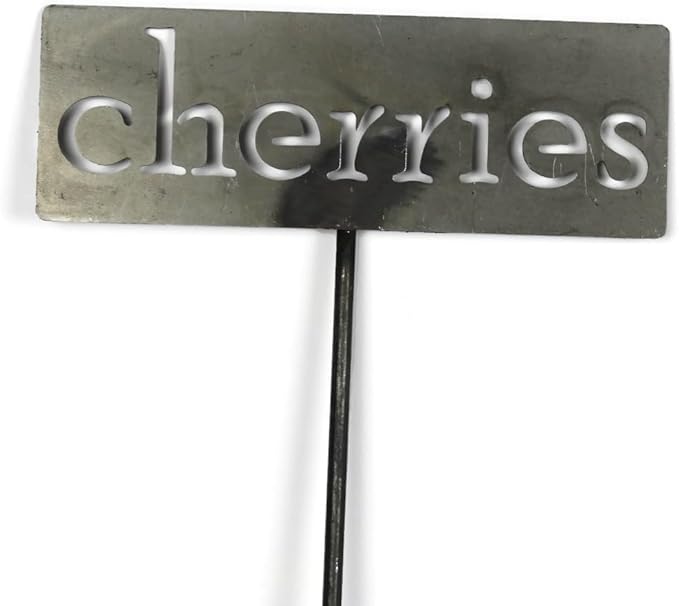 Classic Metal Garden Markers 19 Inches Tall (cherries, Raw, Unfinished Steel (will rust with time))