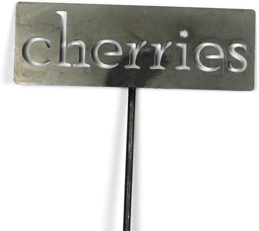 Classic Metal Garden Markers 19 Inches Tall (cherries, Raw, Unfinished Steel (will rust with time))