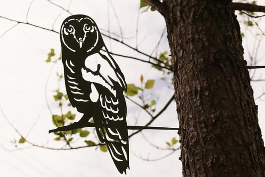 Metal Bird Decor, Corten Steel Metal Outdoor Art, Rustic Metal Birds Outdoor Decor for Garden, Yard, Tree, Metal Bird Tree Stake (Barred Owl) Made in the U.S.A.