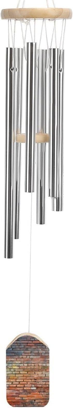 Wind Chimes for Outside,Brick Wall Printed Cute Aluminium Windchimes Outdoors,Soothing Melodic Memorial Wind Chime for House Porch Patio Garden Balcony Decor
