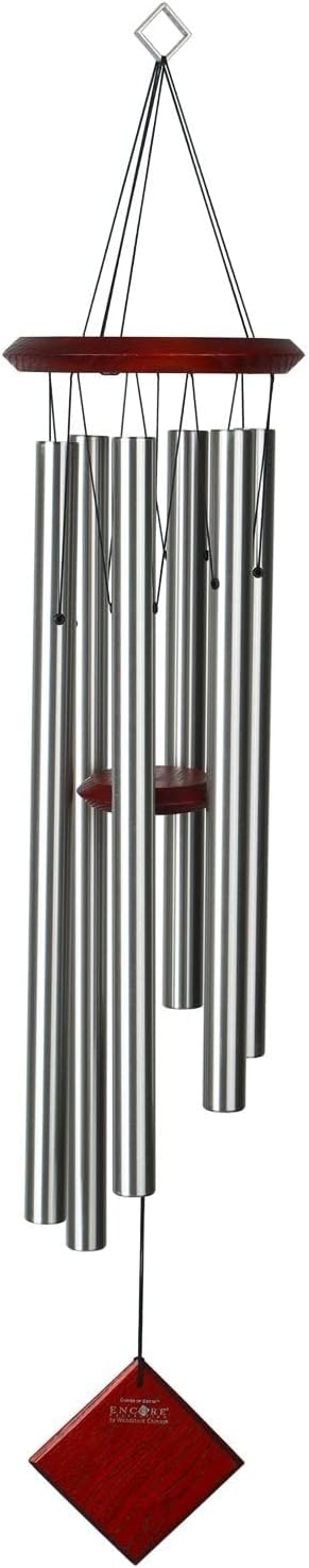 Woodstock Chimes Pluto Wind Chime for Outside 37" Silver Medium Tone Sound for Outdoor Garden, Patio, Porch Decor Gifts, Encore Collection, DCS37