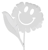 Metal Rustic and Colorful Flower Stakes Ranging from 9.5 to 36 Inches Tall (Waving Smiling Daisy 21" Tall, White Speckled)