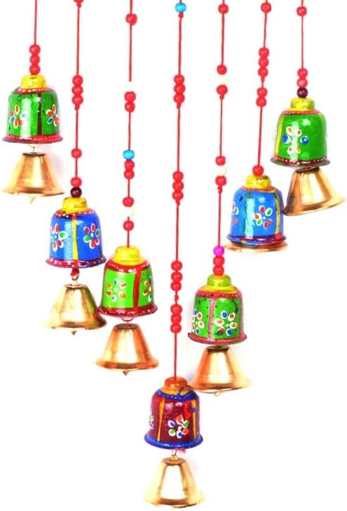 Craft Junction Handcrafted Bells Design Wood Windchime (18 inch, Multicolor)