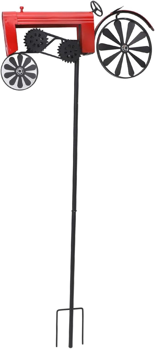 Farm Tractor Windmill,Tractor Wind Spinner Yard Ground Stake Statue Garden Windmill Decoration Lawn Floor Stakes Art Ornament for Outdoor Garden Yard Patio Decor (Red)