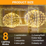 Christmas Ball Lights Outdoor - 2pcs Mix Size Sphere Hanging Globes Warm White