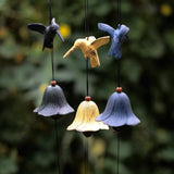 1 pc Japanese Traditional Hummingbird Wind Chimes for Outside, Iwachu Cast Iron Bless Temple Wind Bell Memorial Wind Chimes Outdoor or Indoor for Good Luck Garden, Patio, Balcony（Green Hummingbird