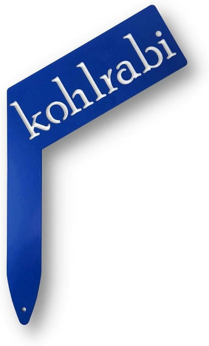 Planter Size Small Metal Garden Plant Vegetable Flower or Herb Markers 13.5 Inches Tall (kohlrabi, Blue)