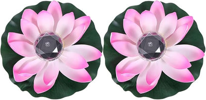 BESTonZON 2pcs Solar Floating Lotus Pond Lights, Outdoor Landscape LED Water Garden Decor with Color-Changing Gradient, Solar-Powered Waterproof Pool Lamps for Garden Pond