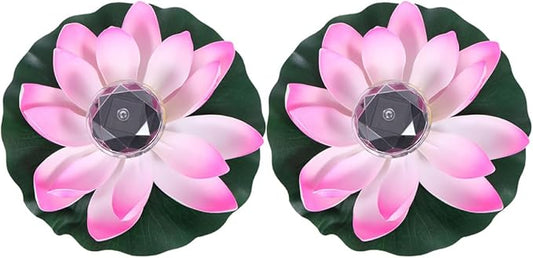 BESTonZON 2pcs Solar Floating Lotus Pond Lights, Outdoor Landscape LED Water Garden Decor with Color-Changing Gradient, Solar-Powered Waterproof Pool Lamps for Garden Pond