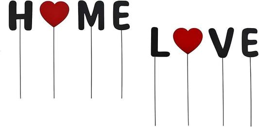 Metal Welcome Letter Yard Sign Garden Decor, Home Letter Word Yard Art Stake Metal Plant Pick Stick for Plant Pot Flower Bed Indoor Outdoor Patio Lawn Spring Decor (Love home)