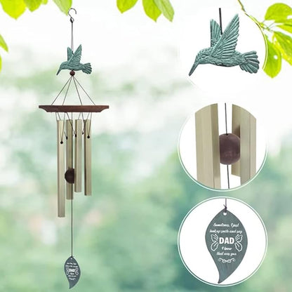 ASTARIN Wind Chimes Personalized Hummingbird Butterfly Dragonfly, Small Memorial Wind Chimes Outdoor, Wind Chimes with 4 Square Tubes for Patio Home Yard Housewarming Hanging Decor,Bird Collection