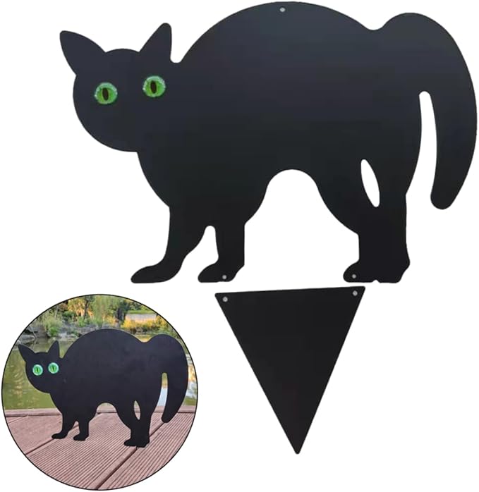 Gardening Cat Silhouette Gardening Cat with Marble Eyes Mice Control Harmless Bird Deterrent Decor 3PCS