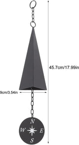 WALFRONT Iron Triangular Wind Chimes Retro with Compass for Patio Backyard Garden Outdoor Decor