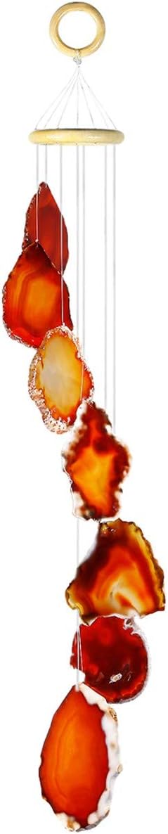 Rockcloud Agate Slices Geode Wind Chime Home Garden Decoration Figurine, 28-33 inches