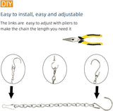 YINGFENG 197 Inch DIY Silver Hanging Basket Chains, Adjustable Length, Decorative Metal Chain with Hooks for Hanging Bird Feeders, Planters, Ornaments