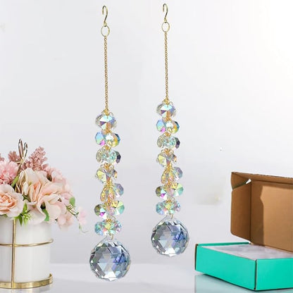 suncatchers for Windows Hanging Prism, 40mm auraro Crystal Suncatcher with Crystals Chandelier Beads, Hanging Crystal for car, Ceiling,Wedding, Party,MOM Daughter Gift(2 pcs)