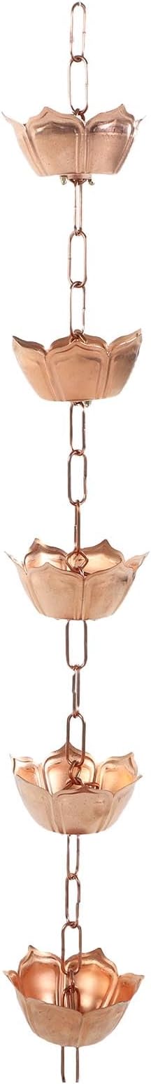 Metal Rainwater Chain,Rustproof Outdoor Rainwater Collector,Rain Chain Copper Decorative Rain Catcher Gutter Downspout Replacement Flower Shaped for Villa Garden Park Porch