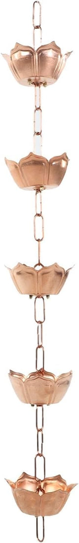 Metal Rainwater Chain,Rustproof Outdoor Rainwater Collector,Rain Chain Copper Decorative Rain Catcher Gutter Downspout Replacement Flower Shaped for Villa Garden Park Porch