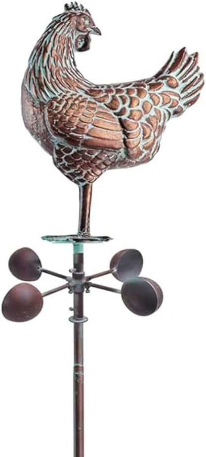 79" Metal Hen Yard Art, 3D Large Kinetic Antique Chicken Wind Sculpture Decorations, Metal Chicken Sculptures & Statues, Garden Chicken Wind Spinner, Outdoor Garden Decor for Patio,Lawn,Farm