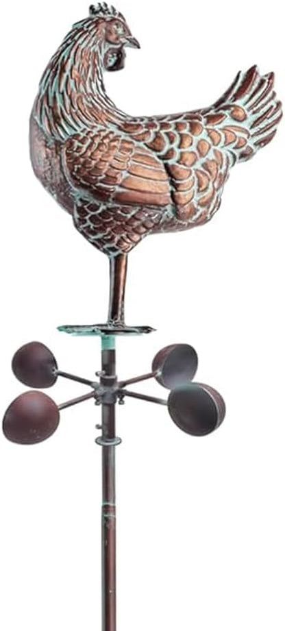 79" Metal Hen Yard Art, 3D Large Kinetic Antique Chicken Wind Sculpture Decorations, Metal Chicken Sculptures & Statues, Garden Chicken Wind Spinner, Outdoor Garden Decor for Patio,Lawn,Farm