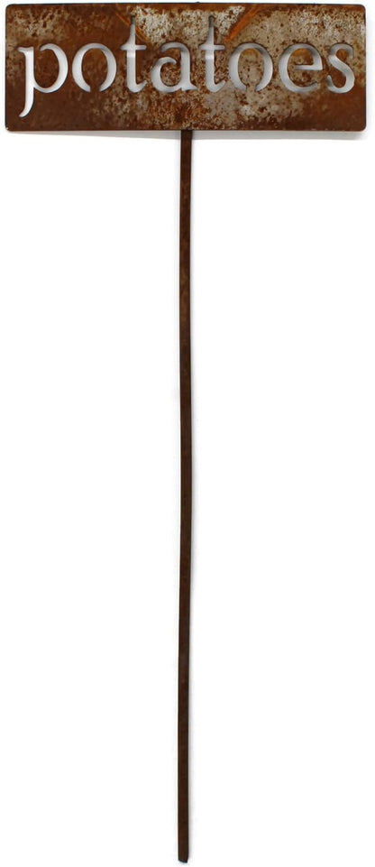 Classic Metal Garden Markers 19 Inches Tall (potatoes, Naturally Rusted)