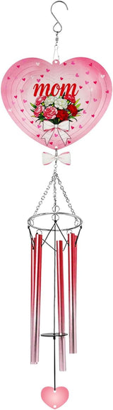 Wind Chimes for Outside, Mother's Day Wind Chimes with Wind Spinner, Hanging Wind Chimes for Outdoor Garden Decor, Mother's Day Birthday Gifts for Women Mom Wife Grandma (Pink)