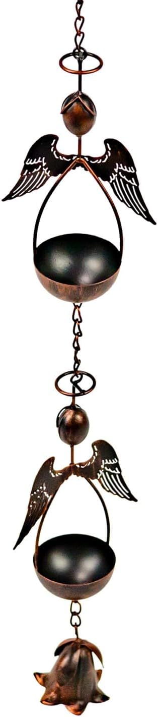 Zaer Ltd. Ornate Hanging Rain Chains (Bronze Finish, Angels)