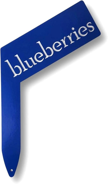 Planter Size Small Metal Garden Plant Vegetable Flower or Herb Markers 13.5 Inches Tall (blueberries, Blue)