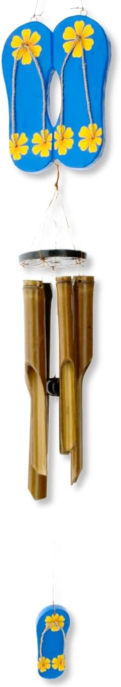 Flip Flop Windchime - Bamboo Chime Beach Coastal Indoor Outdoor Hanging Home Décor, 36"