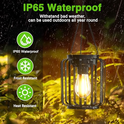 Solar Hanging Lantern - Waterproof LED 2 Pack