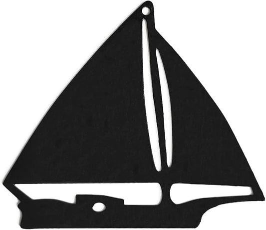 Replacement Wind Catcher, Wind Chime Sail Replacement with 16FT Nylon Cord, Metal Wind Chime Parts Replacement for Sympathy Wind Chimes and Wind Bells, Boat, Black