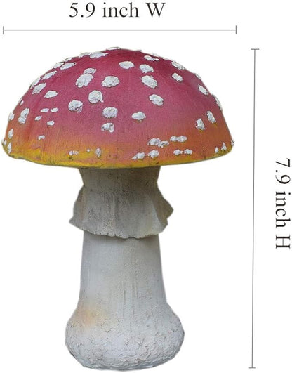 Mushroom Resin Garden Statue Outdoor and Garden Decor Patio Yard (Mushroom 7.9 inch)