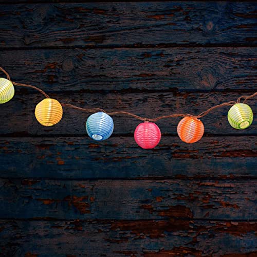 Abeja Nylon Lantern String Lights 8.5 Ft - 10 Multicolor Lanterns