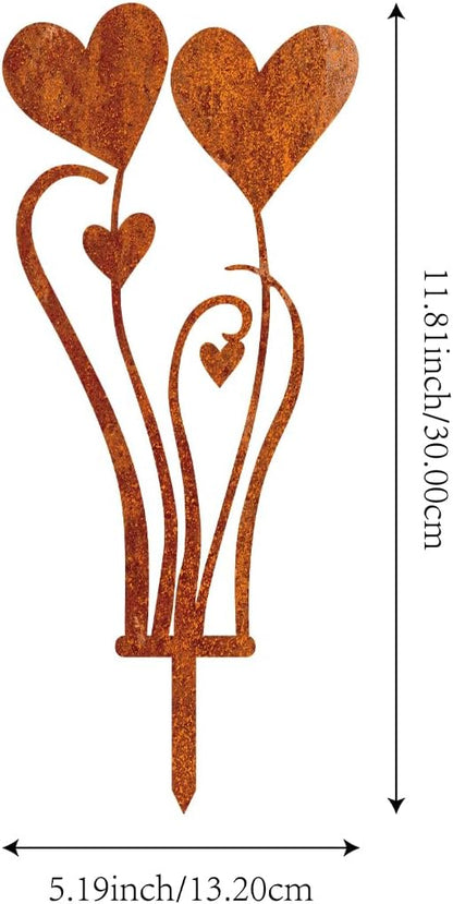 Decorative Garden Stakes, Welcome Yard Sign, Metal Arrangement Ornaments for Courtyard Lawn, Rusty Outdoor Decortions for Easter Housewarming (E)