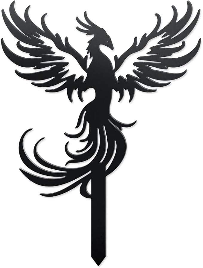 WADORN Phoenix Rising Metal Decorative Garden Stakes, Funny Bird Metal Outdoor Statues Weatherproof Garden Decoration Ornament Gifts Bird Outdoor Yard Decor for Backyard Pathway Patio Lawn Walkways