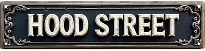 Decorative Tin Signs 16 * 4 Inches Hood Street Sign - Beach Theme Decor Outdoor Signs Vintage Room Decor for Bedroom Patio Garage
