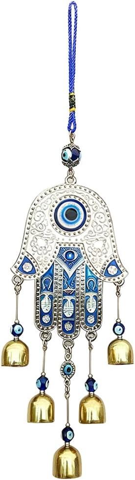 Evil Eye Metal Wind Chimes with Bell, Handing Wind Chime for Home Decoration Accessories, Blue Lucky Evil Eye Wall Decor Pendant for Indoor