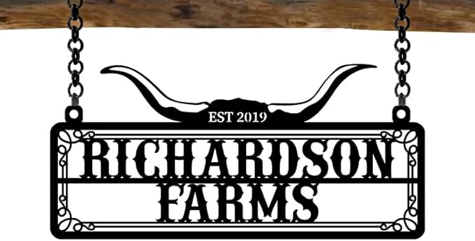 Personalized Metal Farm Sign, Customized Family Name Ranch Sign, Large Last Name Sign for Farmhouse Decoration, Outdoor Farm Wall Art, Welcome Sign, Entrance Gate Sign, Farm Lovers Gift, Garden Decor