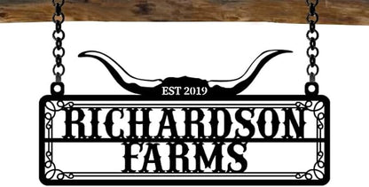 Personalized Metal Farm Sign, Customized Family Name Ranch Sign, Large Last Name Sign for Farmhouse Decoration, Outdoor Farm Wall Art, Welcome Sign, Entrance Gate Sign, Farm Lovers Gift, Garden Decor