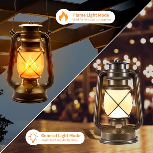 4 Pack Bronze LED Lanterns - Dancing Flame, Battery-Powered, Remote