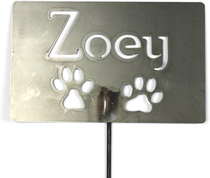 Classic Metal Garden Markers Clearance Items 20 to 33 Inches Tall (Raw Unfinished Steel, Zoey + 2 paws 23")