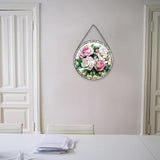 Handmade Rose Stained Glass Sun Catcher - Elegant Floral Window Hanging Ornament, Suncatcher for Home & Garden Decor, for Valentine's Day, Weddings & Mother's Day (Pink, 9.8 * 9.8IN)