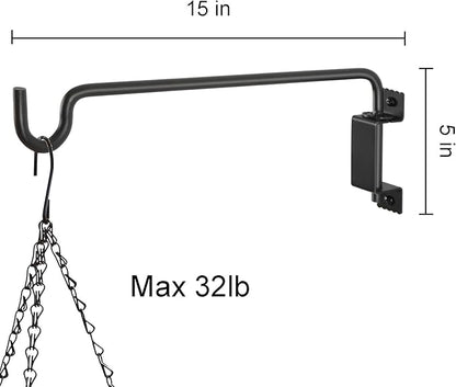 AILIN YELOKIE 15" 360° Swivel Plant Hanger - Heavy Duty Solid Steel Wall Hook, 12-Directional Adjustable for Bird Feeders, Outdoor/Indoor Plants, Garden & Patio (2-Pack)